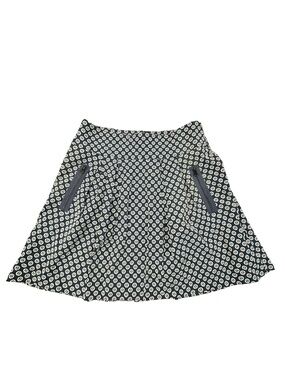 Anthropologie Maeve Fourth Street Swing Blue & White Patterned Skirt 12 Pleated